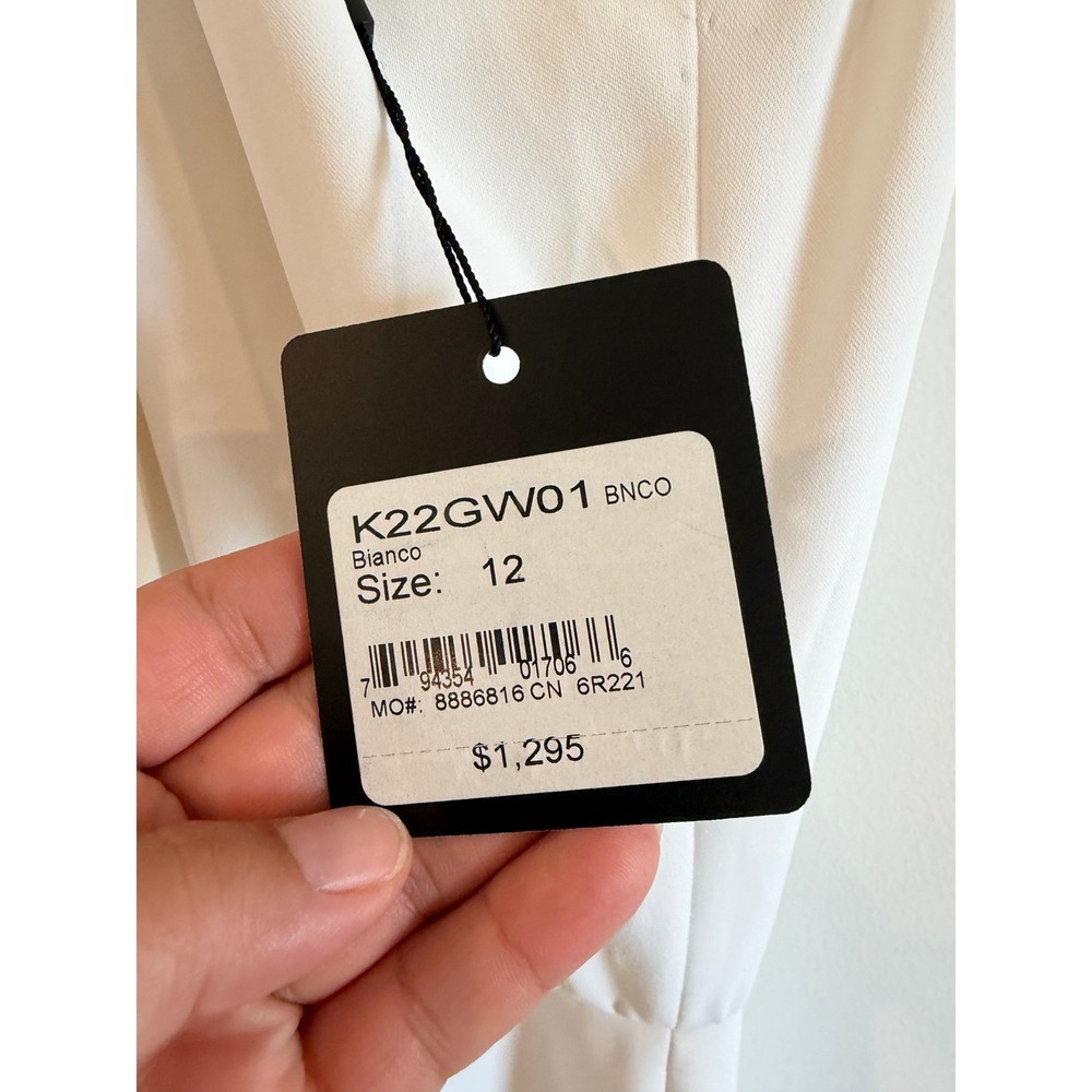 St. John Bianco White Twisted Halter Jumpsuit Size 12 NWT Engagement Bridal - Picture 6 of 14